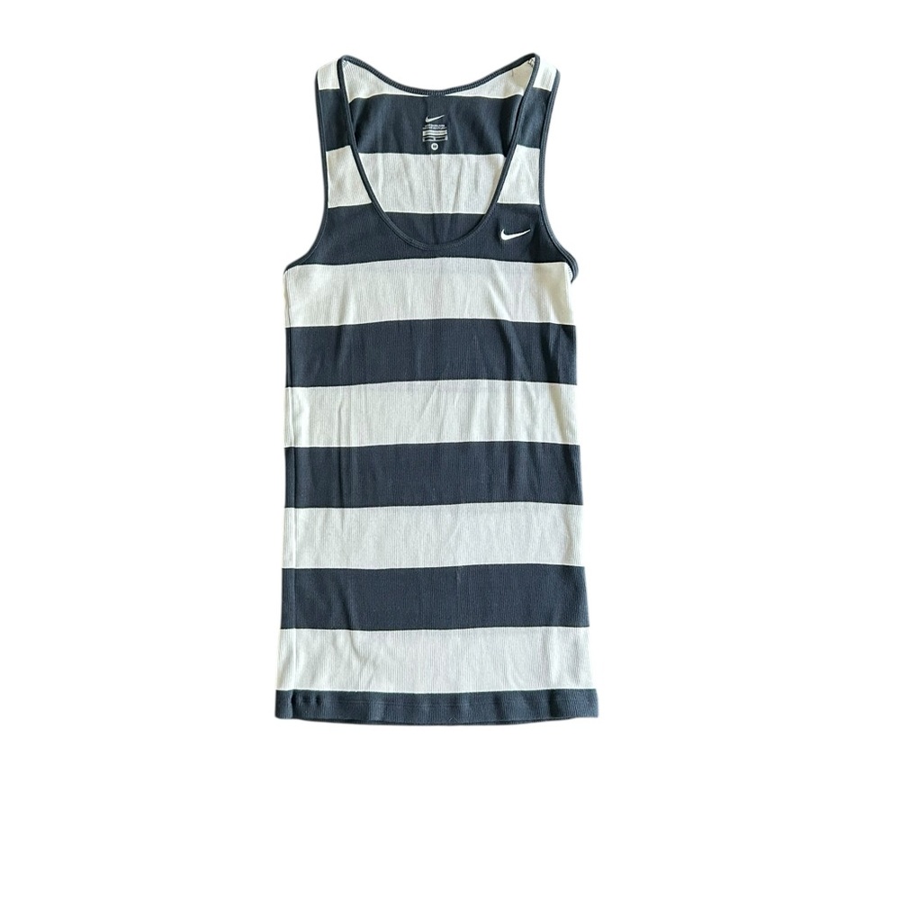 Nike Dri-Fit Navy Blue and White Striped Tank Top